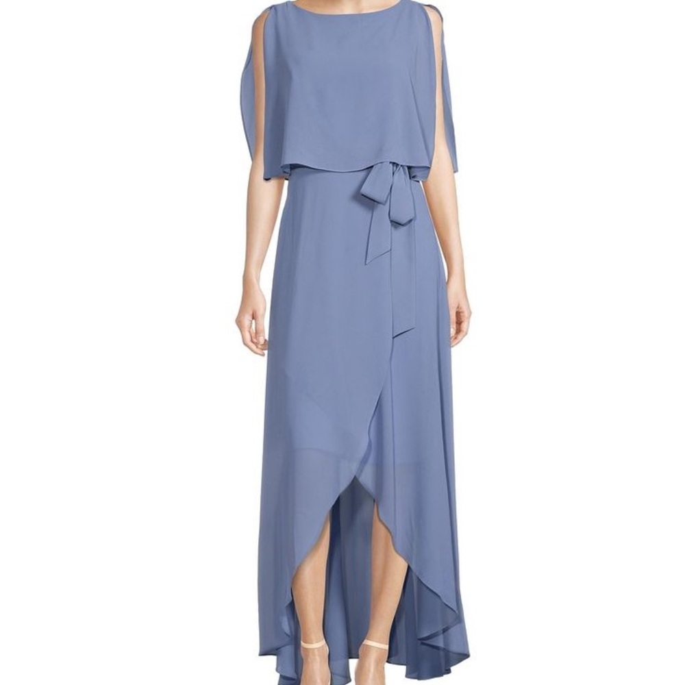 Jessica Howard Blue Asymmetrical Tie Front Sundress